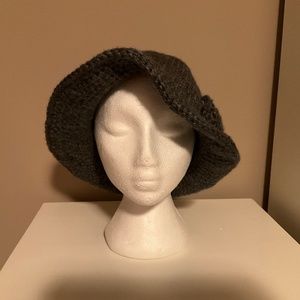Crocheted Ladies large gray hat